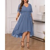 image:imagePlus Size Dresses Wedding Guest Formal Chiffon Short Sleeve High Low DressDusty Blue