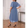image:imagePlus Size Dresses Wedding Guest Formal Chiffon Short Sleeve High Low DressDusty Blue