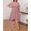 image:imagePlus Size Dresses Wedding Guest Formal Chiffon Short Sleeve High Low DressDusty Pink