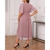 image:imagePlus Size Dresses Wedding Guest Formal Chiffon Short Sleeve High Low DressDusty Pink