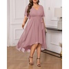 image:imagePlus Size Dresses Wedding Guest Formal Chiffon Short Sleeve High Low DressDusty Pink