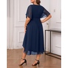 image:imagePlus Size Dresses Wedding Guest Formal Chiffon Short Sleeve High Low DressNavy Blue