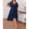 image:imagePlus Size Dresses Wedding Guest Formal Chiffon Short Sleeve High Low DressNavy Blue