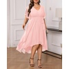 image:imagePlus Size Dresses Wedding Guest Formal Chiffon Short Sleeve High Low DressPink