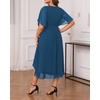 image:imagePlus Size Dresses Wedding Guest Formal Chiffon Short Sleeve High Low DressTeal