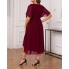 image:imagePlus Size Dresses Wedding Guest Formal Chiffon Short Sleeve High Low DressWine Red