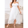 image:imagePlus Size Dresses Wedding Guest Formal Off The Shoulder Chiffon Long DressWhite