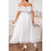 image:imagePlus Size Dresses Wedding Guest Formal Off The Shoulder Chiffon Long DressWhite