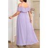 image:imagePlus Size Formal Dresses Off Shoulder Chiffon High Slit Ruffle WeddingLavender