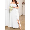 image:imagePlus Size Formal Dresses Off Shoulder Chiffon High Slit Ruffle WeddingWhite