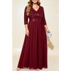 image:imagePlus Size Formal Dresses V Neck 34 Sleeve Sequin Prom Evening Maxi DressBurgundy