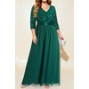 image:imagePlus Size Formal Dresses V Neck 34 Sleeve Sequin Prom Evening Maxi DressGreen