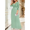 image:imagePlus Size Formal Dresses V Neck 34 Sleeve Sequin Prom Evening Maxi DressMint Green