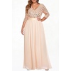 image:imagePlus Size Formal Dresses V Neck 34 Sleeve Sequin Prom Evening Maxi DressRose Gold