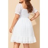 image:imagePlus Size Square Neck Puff Sleeve Swiss Dot Graduation DressWhite