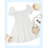 image:imagePlus Size Square Neck Puff Sleeve Swiss Dot Graduation DressWhite