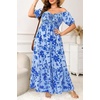 image:imagePlus Size Summer Dresses Off the Shoulder Boho Maxi A Line Long Dress WomenBlue Floral