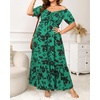 image:imagePlus Size Summer Dresses Off the Shoulder Boho Maxi A Line Long Dress WomenGreen Floral