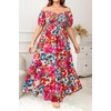 image:imagePlus Size Summer Dresses Off the Shoulder Boho Maxi A Line Long Dress WomenRed Floral