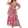 image:imagePlus Size Summer Dresses Off the Shoulder Boho Maxi A Line Long Dress WomenRed Floral