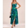 image:imageSummer Wedding Guest Dress Spaghetti Strap Formal A Line Maxi Dresses WomenFloral Green