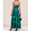 image:imageSummer Wedding Guest Dress Spaghetti Strap Formal A Line Maxi Dresses WomenFloral Green