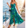 image:imageSummer Wedding Guest Dress Spaghetti Strap Formal A Line Maxi Dresses WomenFloral Green