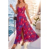 image:imageSummer Wedding Guest Dress Spaghetti Strap Formal A Line Maxi Dresses WomenFloral Navy and Red