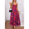image:imageSummer Wedding Guest Dress Spaghetti Strap Formal A Line Maxi Dresses WomenFloral Navy and Red