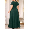 image:imageTalisea Plus Size Formal V Neck Ruffle Sleeve High Slit Evening Maxi DressSparkly Green