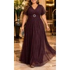 image:imageTalisea Plus Size Sequin Short Sleeve Formal Wedding Guest Maxi DressBurgundy Purple