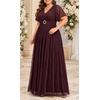 image:imageTalisea Plus Size Sequin Short Sleeve Formal Wedding Guest Maxi DressBurgundy Purple