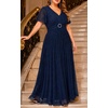 image:imageTalisea Plus Size Sequin Short Sleeve Formal Wedding Guest Maxi DressNavy Blue