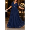 image:imageTalisea Plus Size Sequin Short Sleeve Formal Wedding Guest Maxi DressNavy Blue