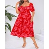 image:imageTalisea Plus Size Summer Dress  Casual Aline Flowy Midi Dress for WomenRed Floral