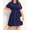 image:imageTalisea Plus Size Summer Dress  Work Shirt Dress with Pockets WomenNavy Blue