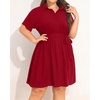 image:imageTalisea Plus Size Summer Dress  Work Shirt Dress with Pockets WomenRed