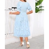 image:imageTalisea Plus Size V Neck Smocked Puff Sleeve Tiered Midi DressLight Blue