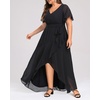 image:imageTalisea Plus Size Wedding Guest Dress  High Low Chiffon Ruffle Formal GownBlack
