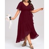 image:imageTalisea Plus Size Wedding Guest Dress  High Low Chiffon Ruffle Formal GownBurgundy