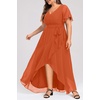 image:imageTalisea Plus Size Wedding Guest Dress  High Low Chiffon Ruffle Formal GownBurnt Orange