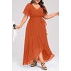 image:imageTalisea Plus Size Wedding Guest Dress  High Low Chiffon Ruffle Formal GownBurnt Orange