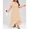 image:imageTalisea Plus Size Wedding Guest Dress  High Low Chiffon Ruffle Formal GownChampagne