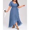 image:imageTalisea Plus Size Wedding Guest Dress  High Low Chiffon Ruffle Formal GownDusty Blue