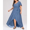 image:imageTalisea Plus Size Wedding Guest Dress  High Low Chiffon Ruffle Formal GownDusty Blue