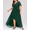 image:imageTalisea Plus Size Wedding Guest Dress  High Low Chiffon Ruffle Formal GownEmerald Green
