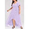image:imageTalisea Plus Size Wedding Guest Dress  High Low Chiffon Ruffle Formal GownLavender
