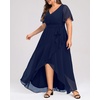 image:imageTalisea Plus Size Wedding Guest Dress  High Low Chiffon Ruffle Formal GownNavy Blue