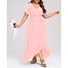 image:imageTalisea Plus Size Wedding Guest Dress  High Low Chiffon Ruffle Formal GownPink