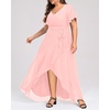 image:imageTalisea Plus Size Wedding Guest Dress  High Low Chiffon Ruffle Formal GownPink